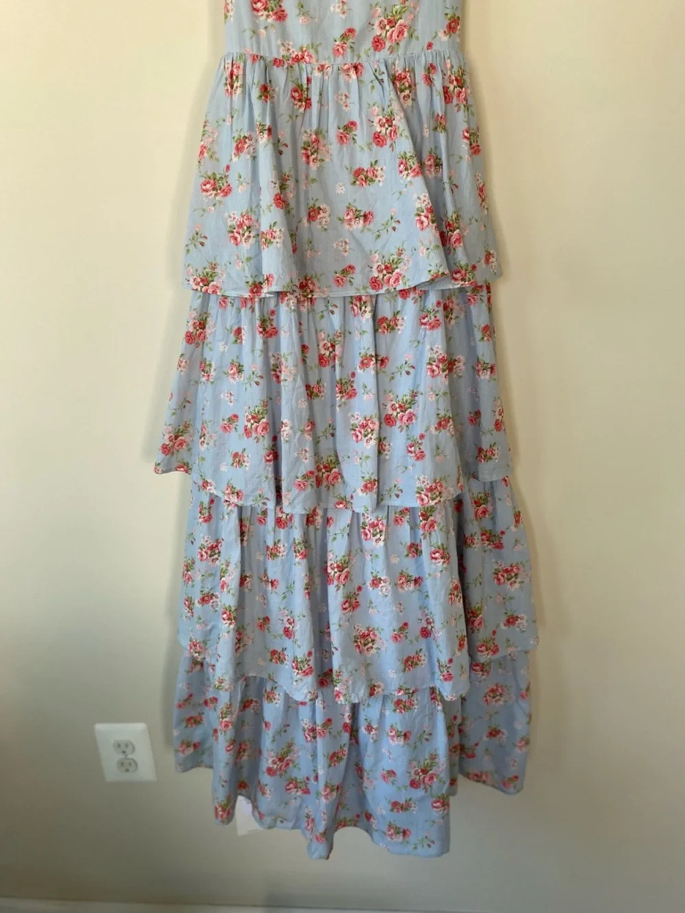 NWT Abercrombie Lace-Up Back Tiered Maxi Dress SZ Small Tall Floral Cottagecore
